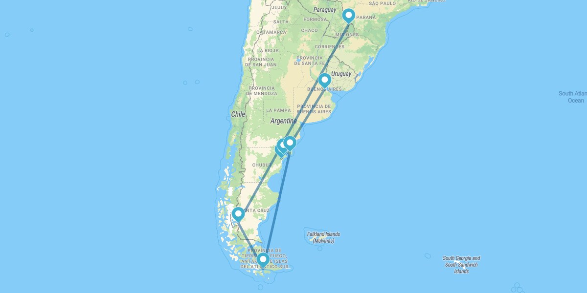 Buenos Aires, Península Valdés, Ushuaia, Calafate e Iguazú