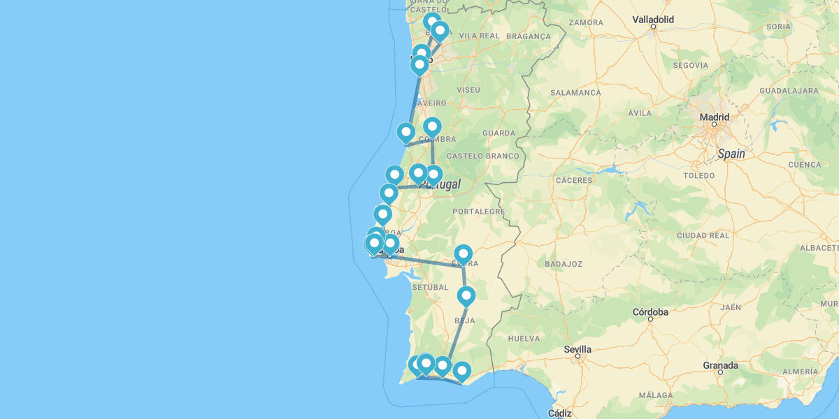 Ruta desde Oporto hasta el Algarve