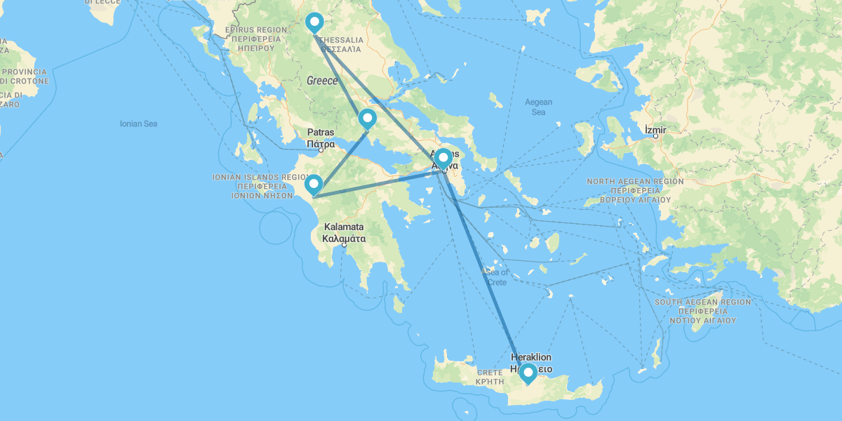 Atenas, Peloponeso y Creta