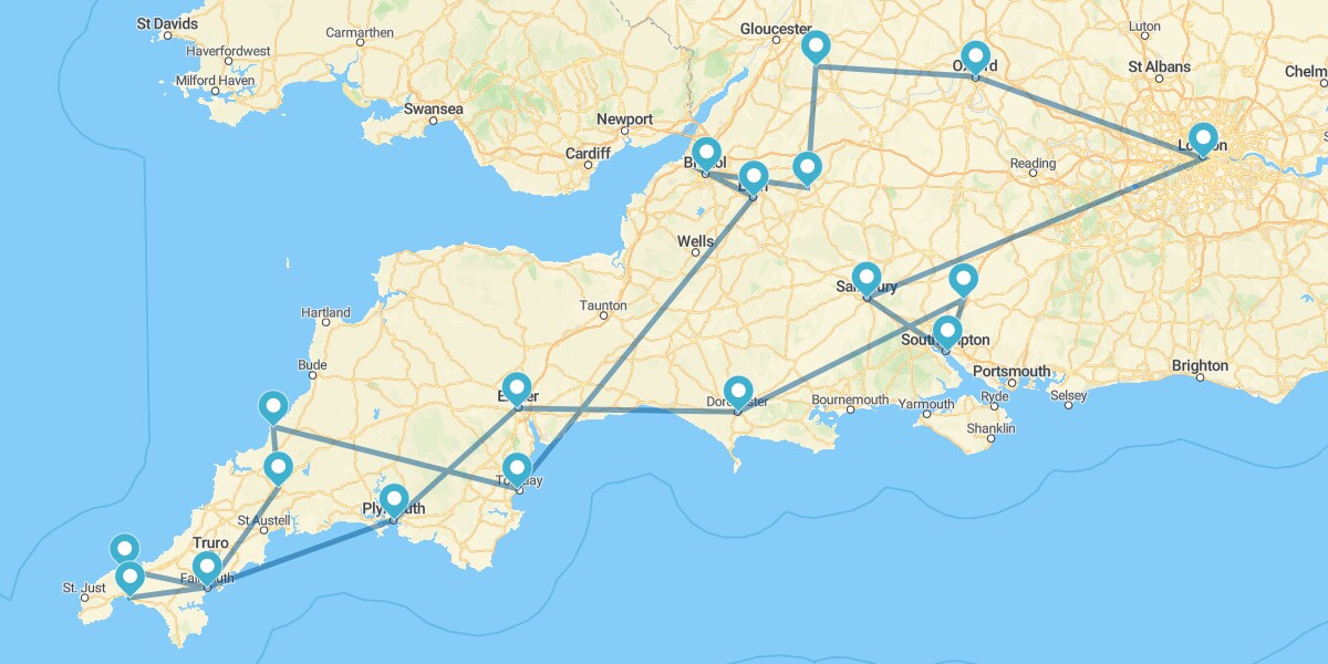 Ruta por el Sur de Inglaterra y Cornualles