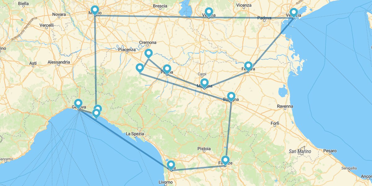 Región de los Lagos, Emilia Romaña y Toscana