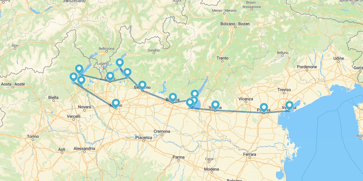 Ruta por los idílicos Lagos del Norte, de Milán a Venecia