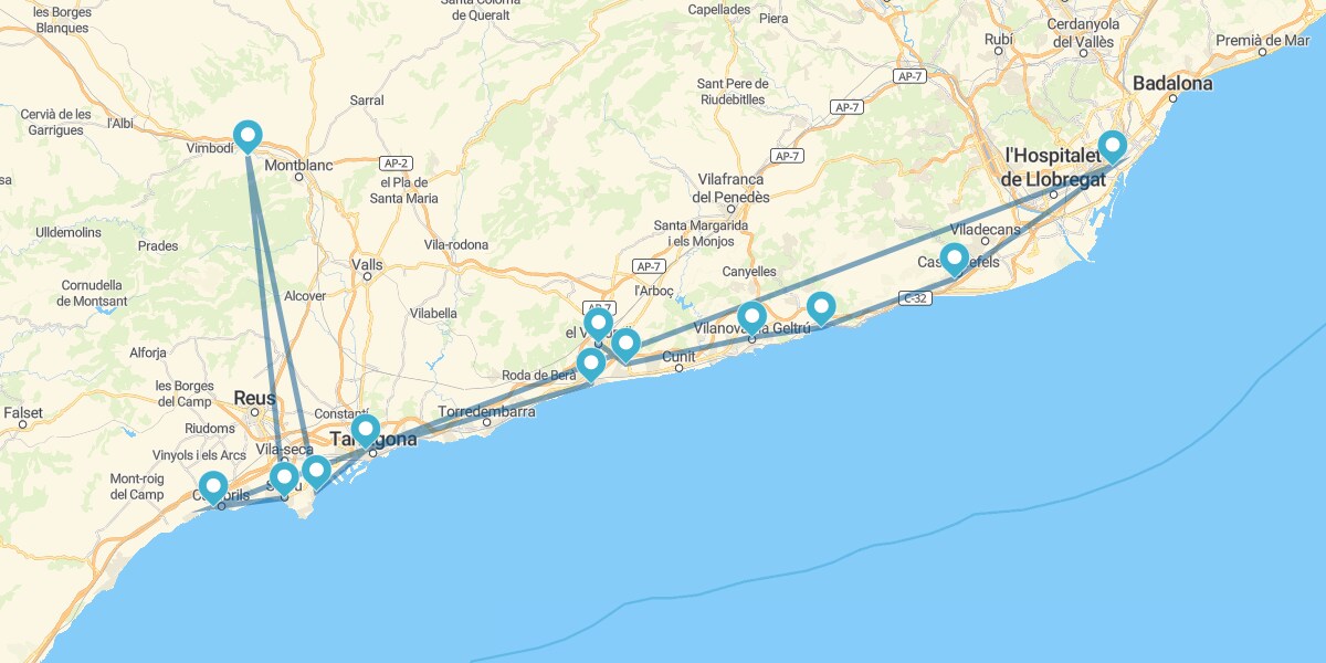 Ruta desde Barcelona a las playas infinitas de la Costa Daurada