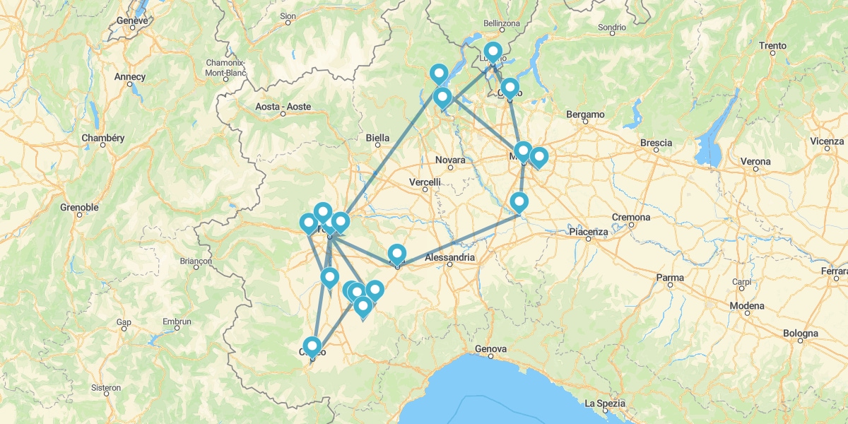 Ruta por la Región del Piamonte de los Saboya