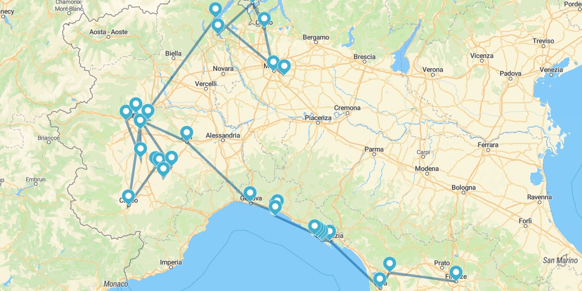 Ruta del Piamonte a la Costa de Liguria