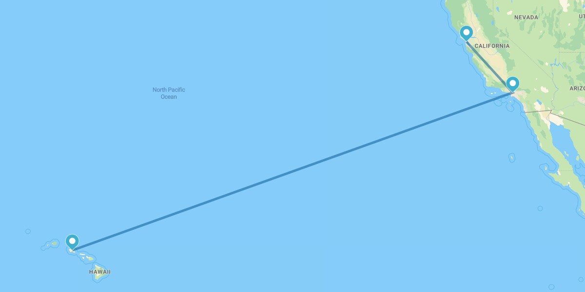 San Francisco, Los Ángeles y Honolulu (O'ahu)