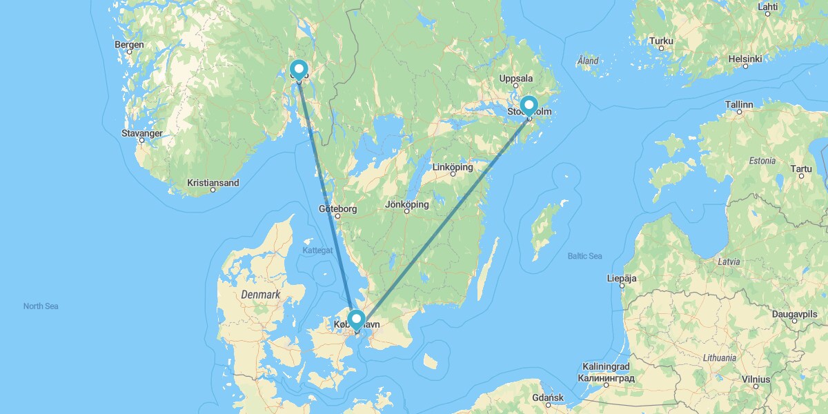 Estocolmo, Copenhague y Oslo en avión