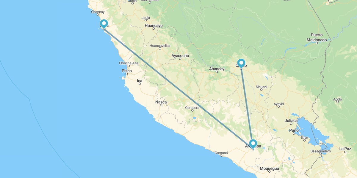 Lima, Arequipa y Cusco