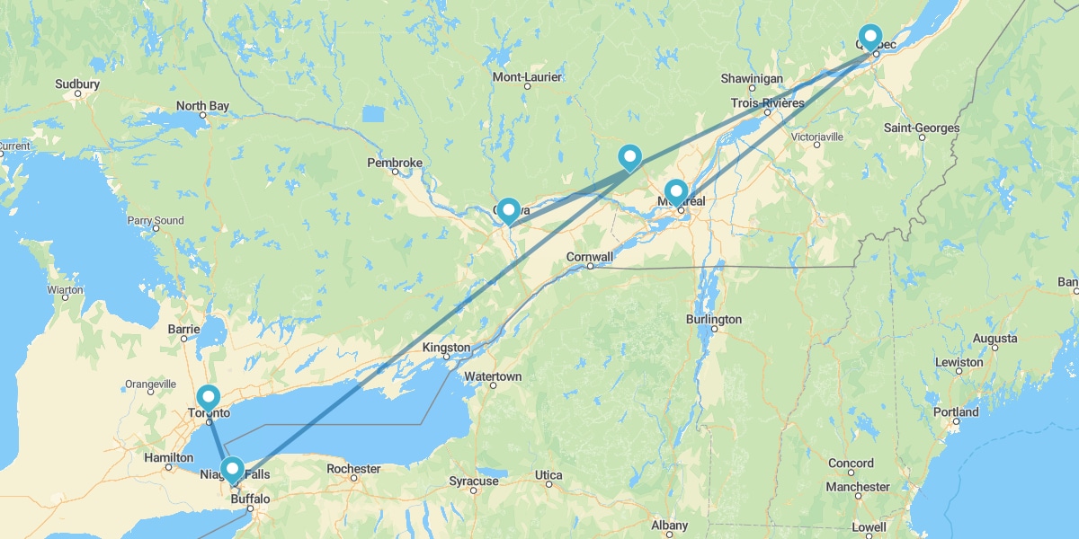 De Toronto a Montreal con noche en Niágara