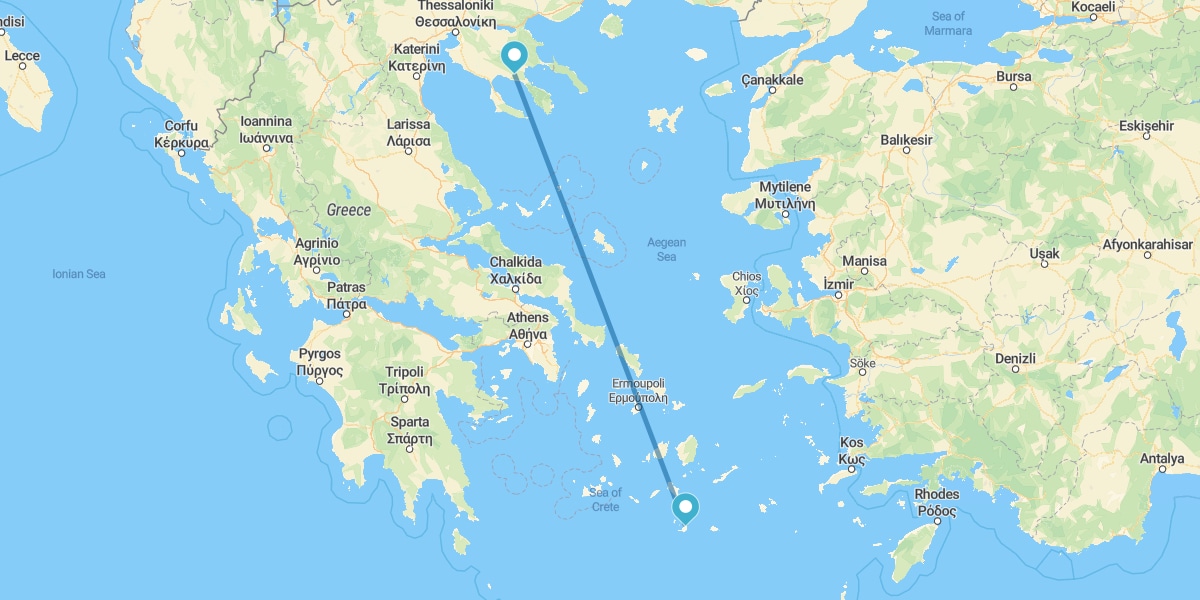 Santorini y Calcídica en avión