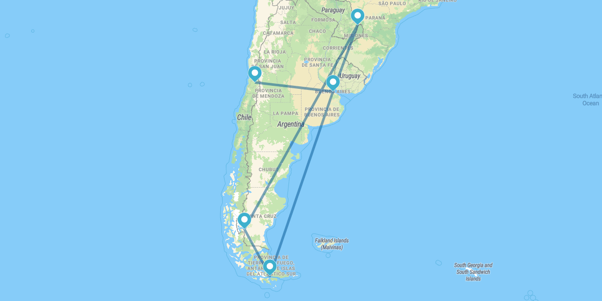 Buenos Aires, Ushuaia, Calafate e Iguazú y Santiago de Chile