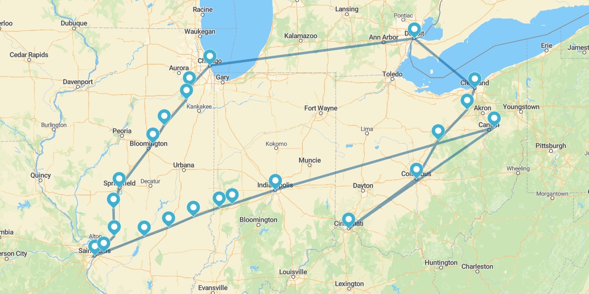 Ruta por el Medio Oeste, de Chicago a Detroit