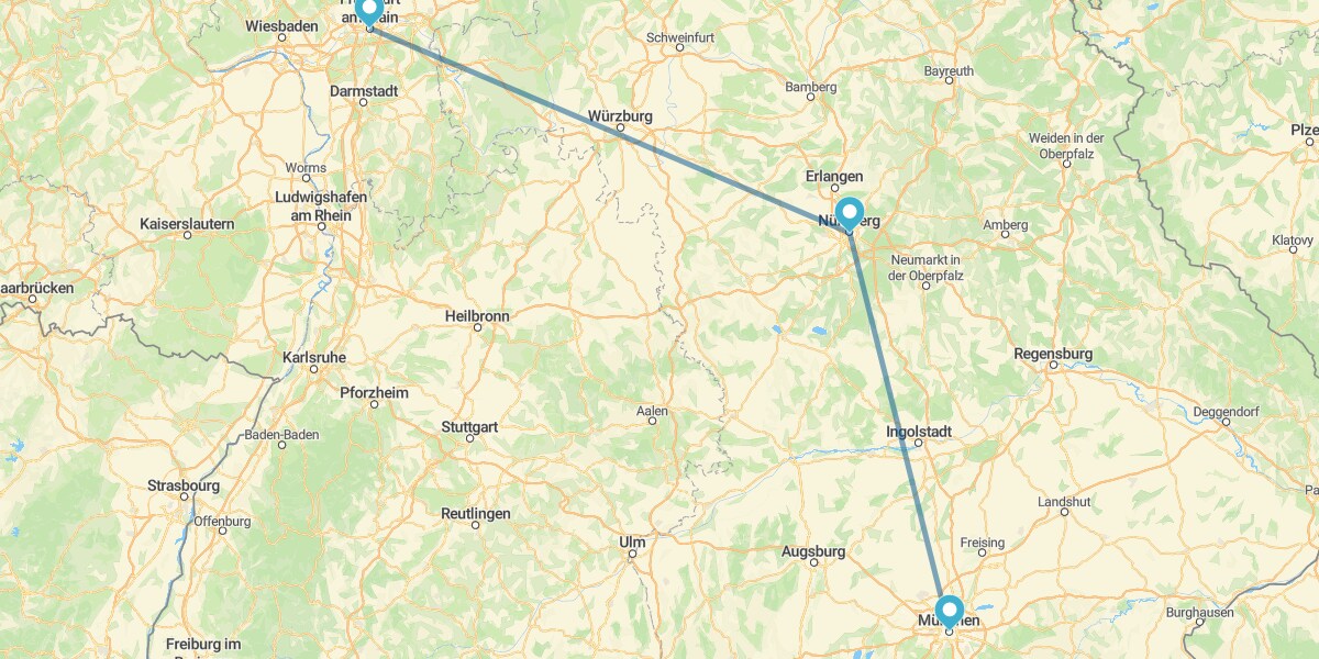 Frankfurt, Núremberg y Múnich en tren