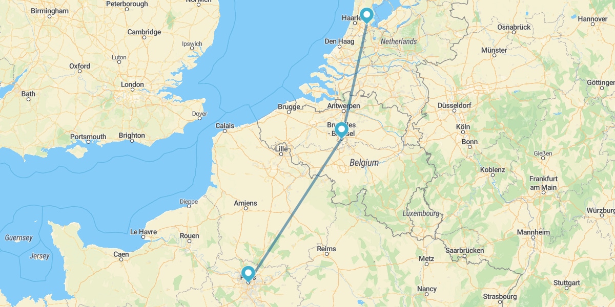 París, Bruselas y Ámsterdam en tren