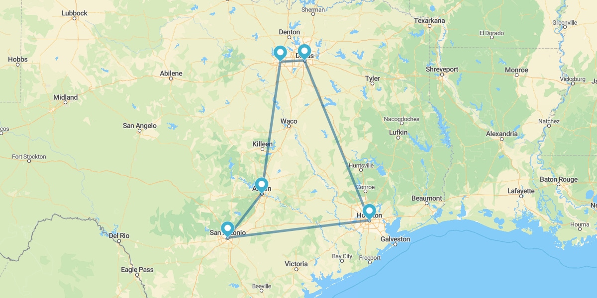 Ruta por el Triángulo de Texas