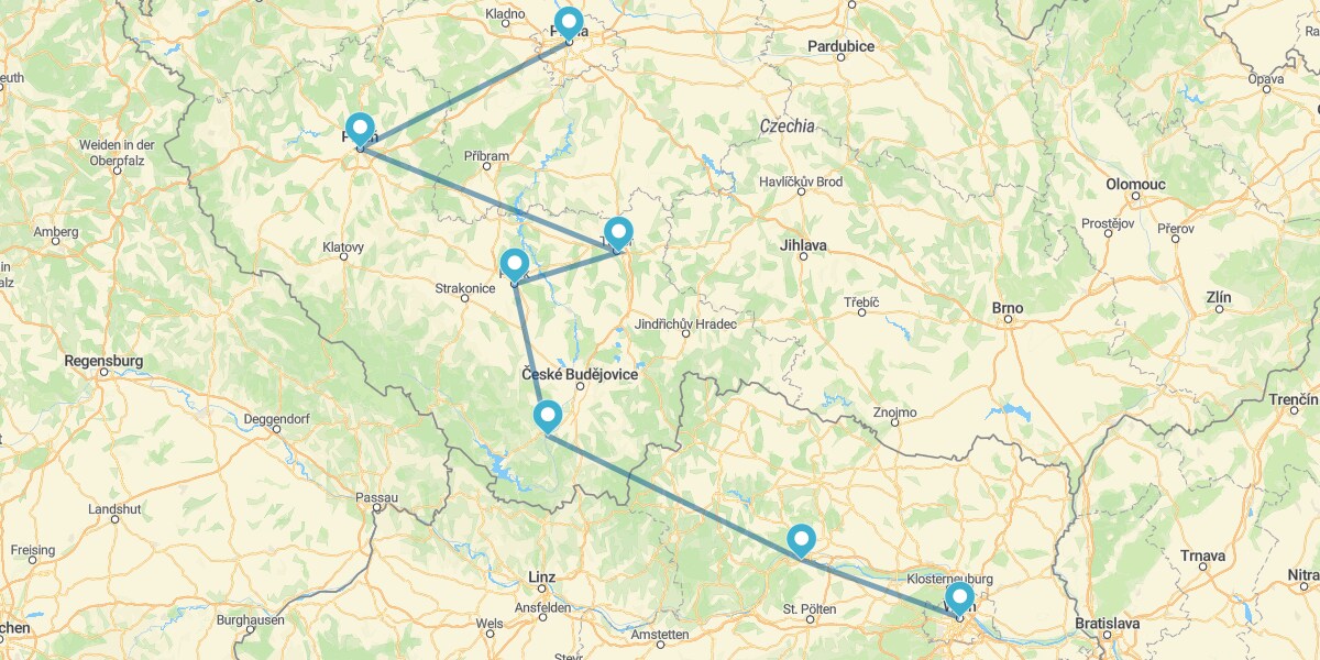 Ruta de Praga a Viena