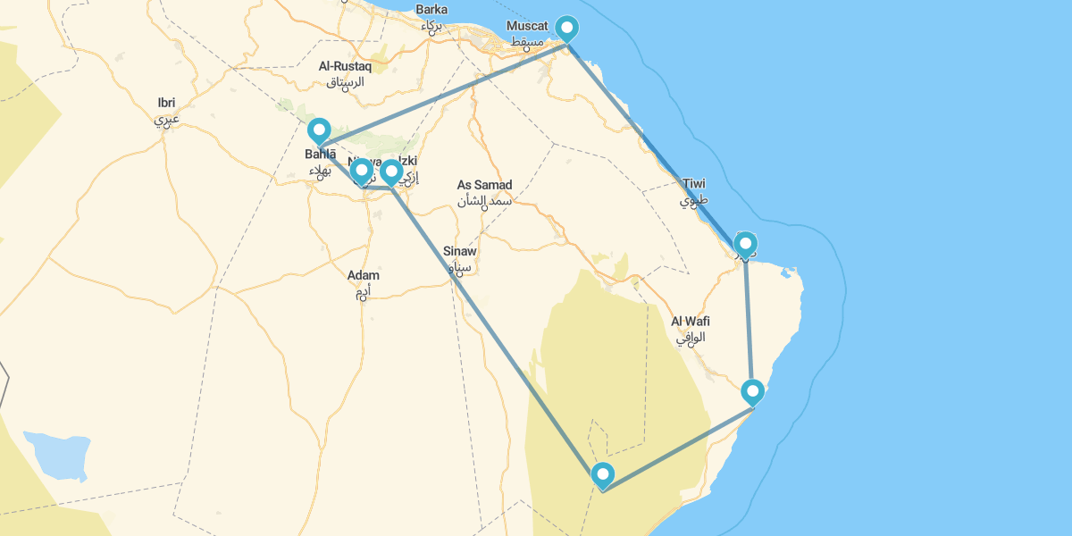 Mascate, Nizwa, Sharqiya Sands y Ras Al Jinz