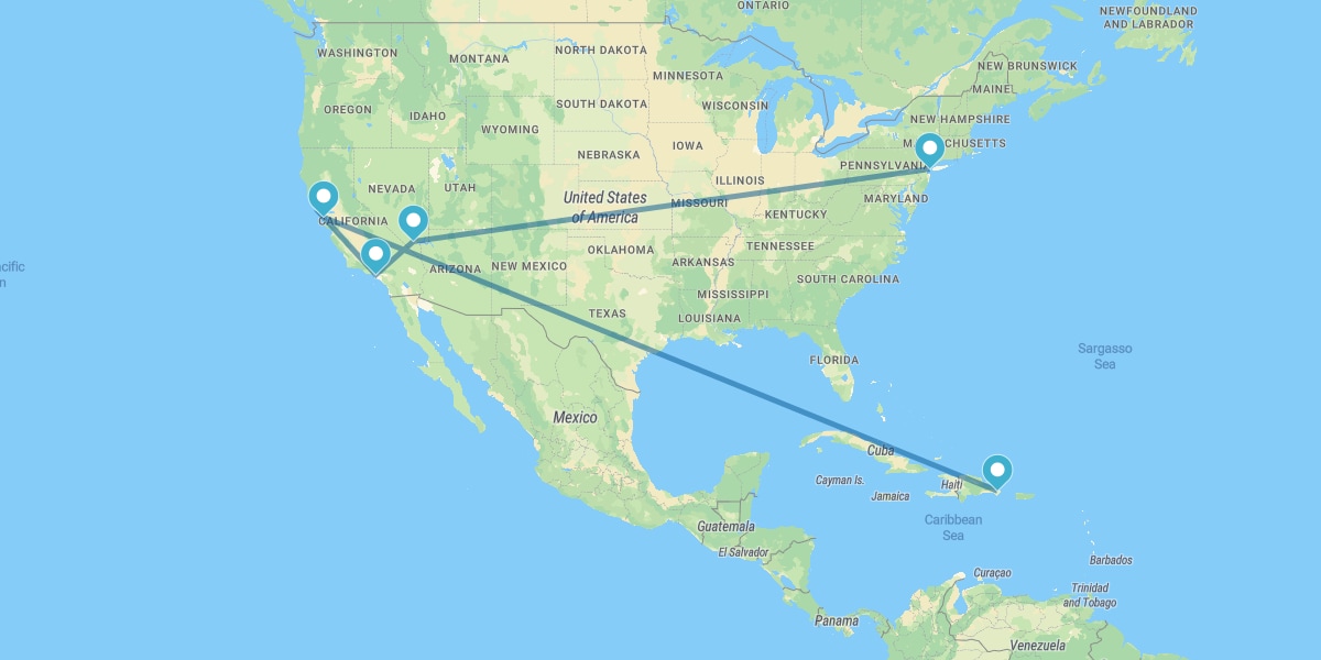 Nueva York, Las Vegas, Los Ángeles, San Francisco y Punta Cana