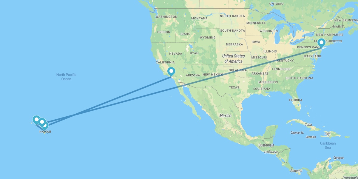 Nueva York, Honolulu (O'ahu) y Los Ángeles