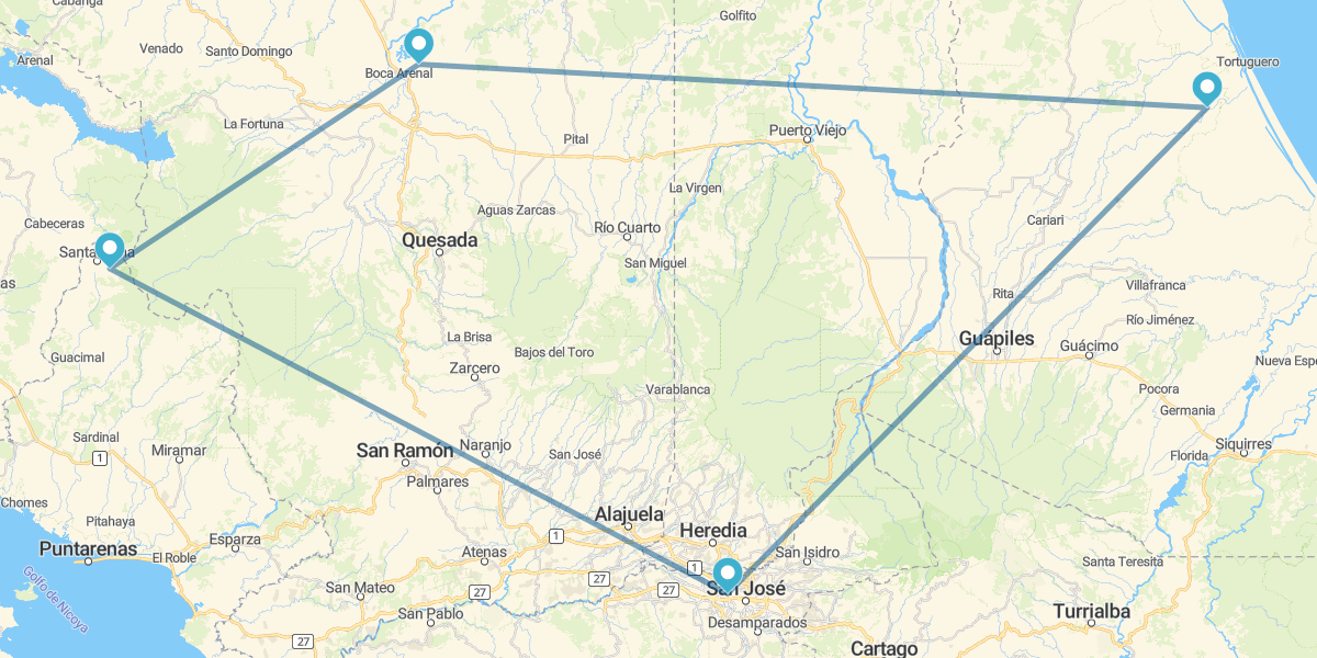 San José, Tortuguero, Arenal y Monteverde