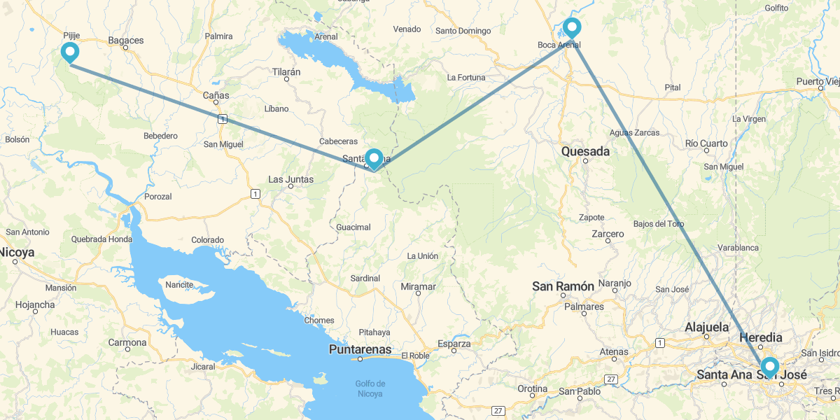 San José, Arenal, Monteverde y Guanacaste