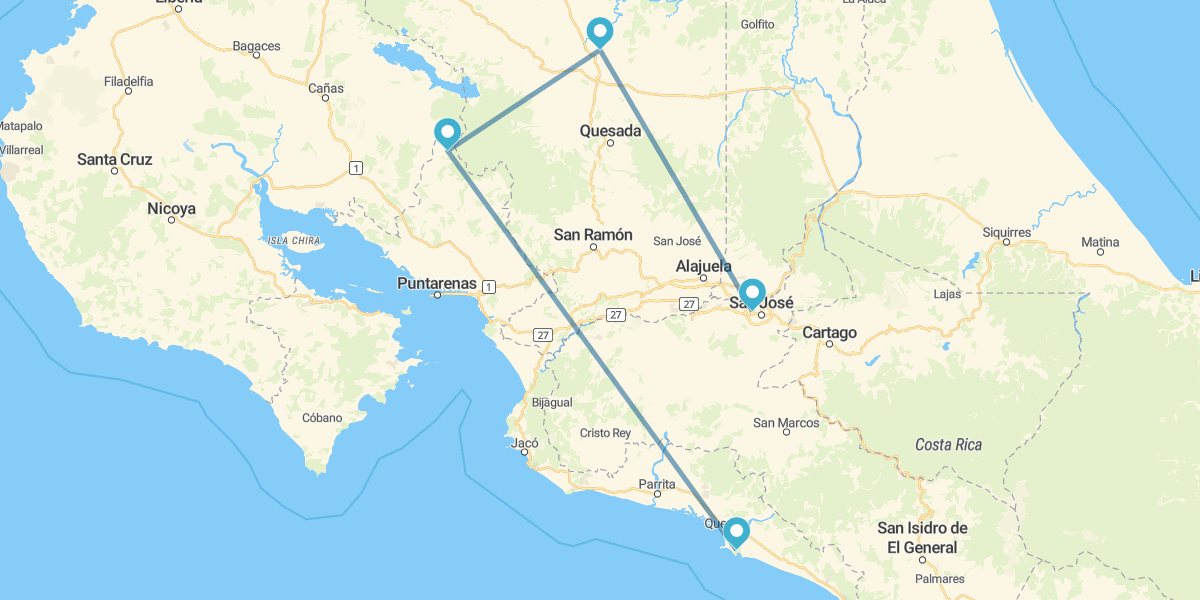 San José, Arenal, Monteverde y Manuel Antonio