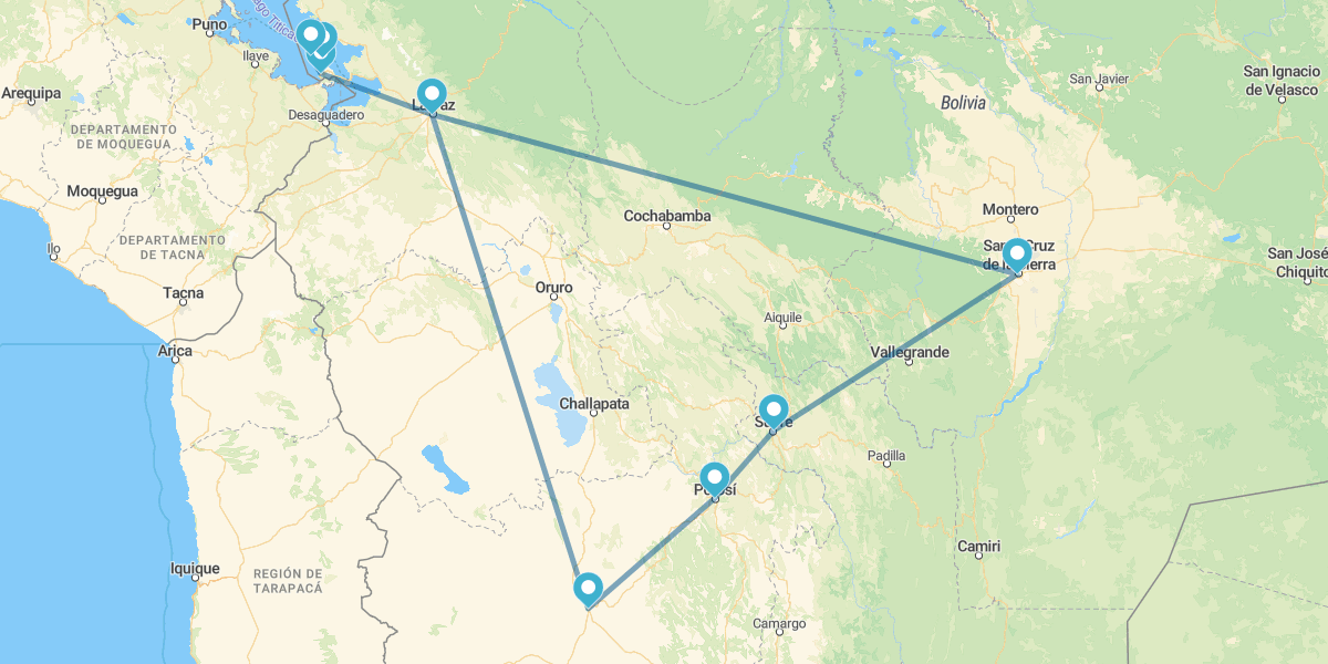 Santa Cruz, Sucre, Uyuni, La Paz y Lago Titicaca