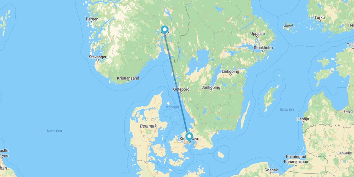 Copenhague y Oslo en avión