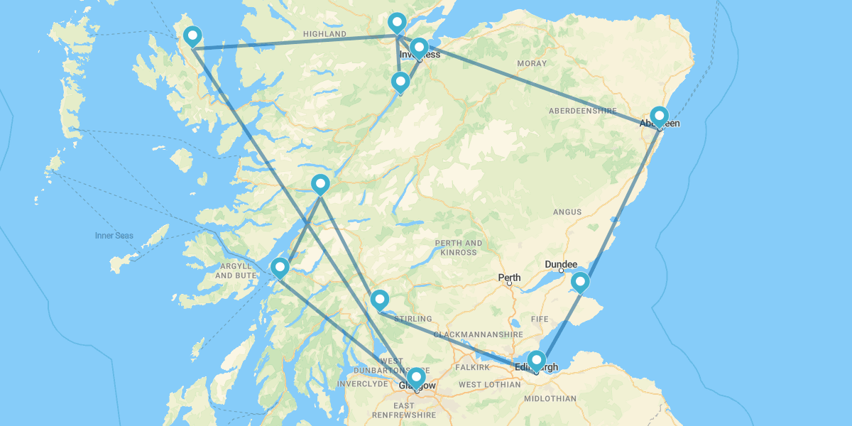 De Edimburgo a Aberdeen, Highlands e Isla de Skye