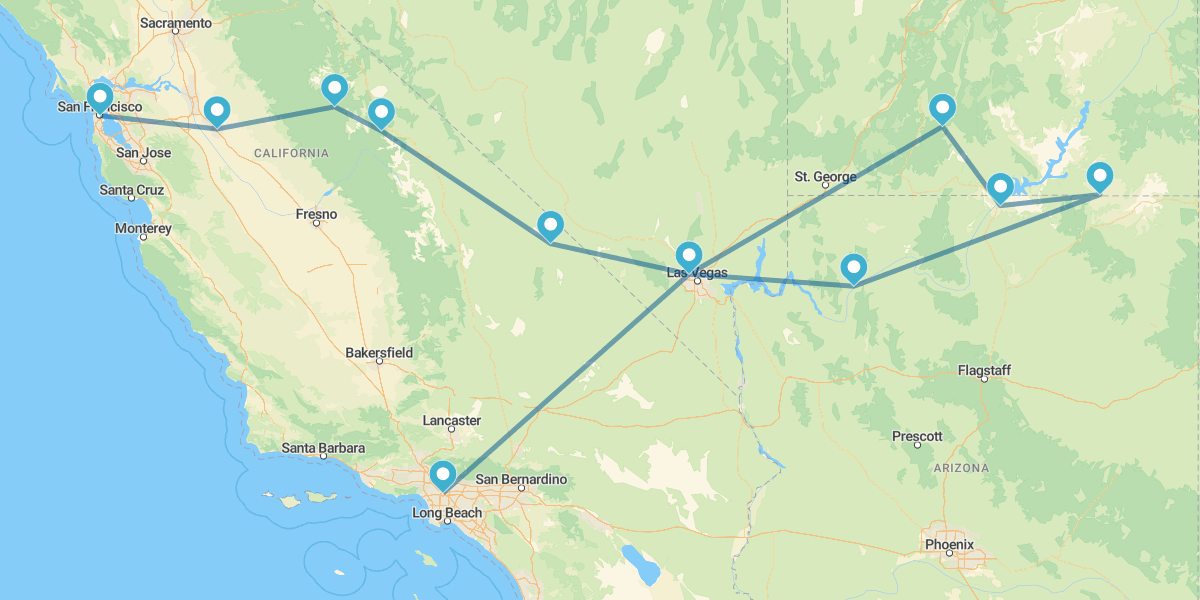 De Los Ángeles a San Francisco con Las Vegas y Parques Nacionales