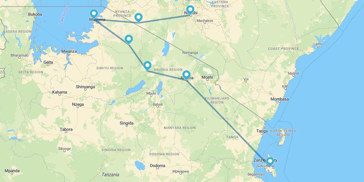 De Nairobi a Arusha con Zanzíbar