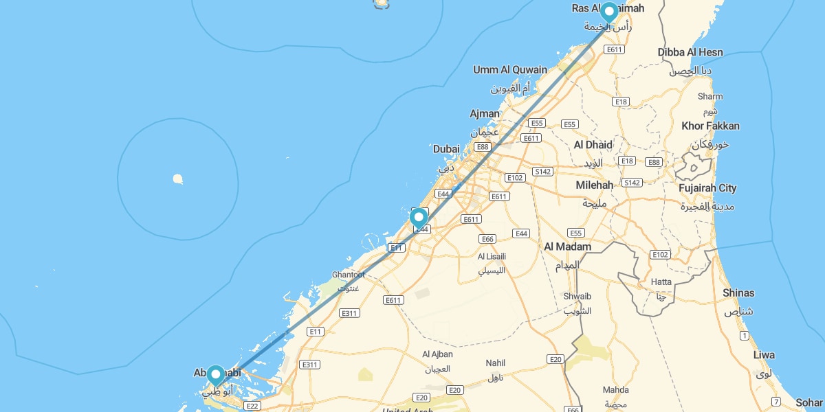 Dubái, Ras Al Khaimah y Abu Dhabi