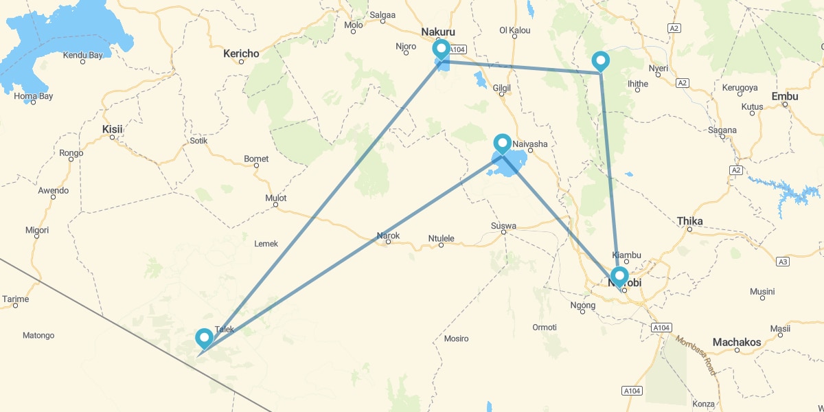 Aberdare, Nakuru, Masai Mara y Naivasha