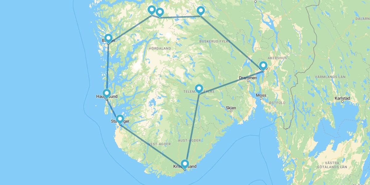 Fiordos del Sur y Kristiansand