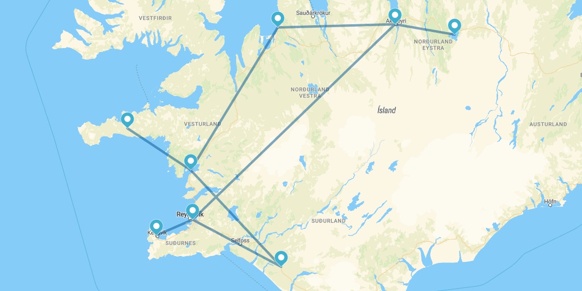 Reikiavik, Costa Sur, Akureyri y Snæfellsnes