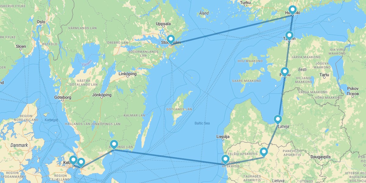 Estocolmo, Helsinki, Tallin, Riga, Malmö y Copenhague