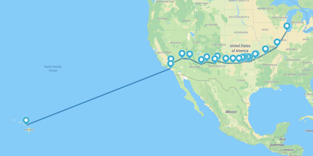 Ruta 66, desde Chicago hasta Los Ángeles y Maui