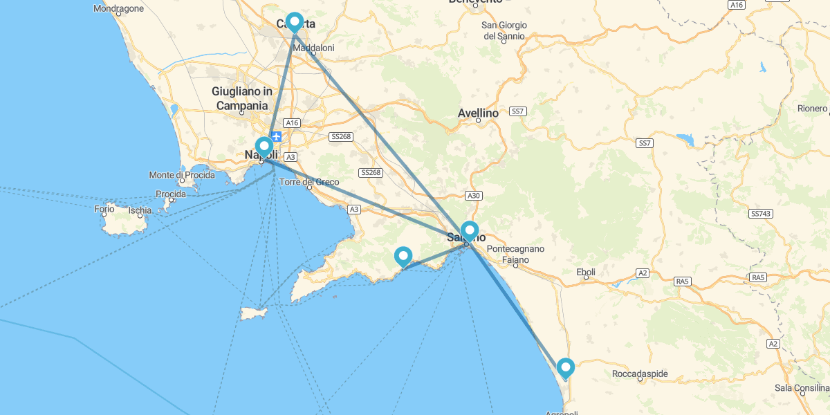 Salerno, Amalfi, Paestum y Nápoles Invierno