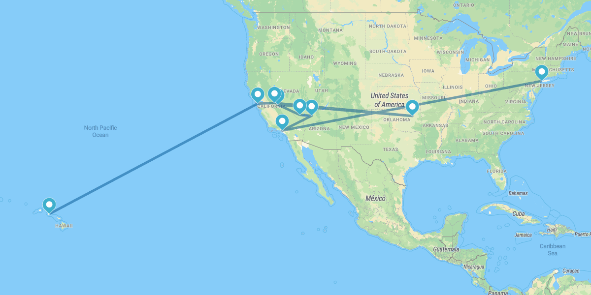 Nueva York, California, Nevada y Parques Nacionales con Honolulu