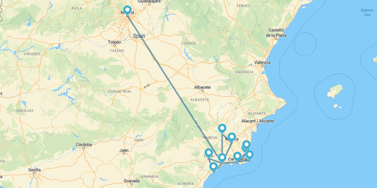 Región de Murcia y Costa Cálida desde Madrid