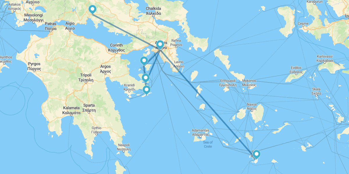 Atenas, Delfos, Crucero por las Islas Sarónicas y Santorini