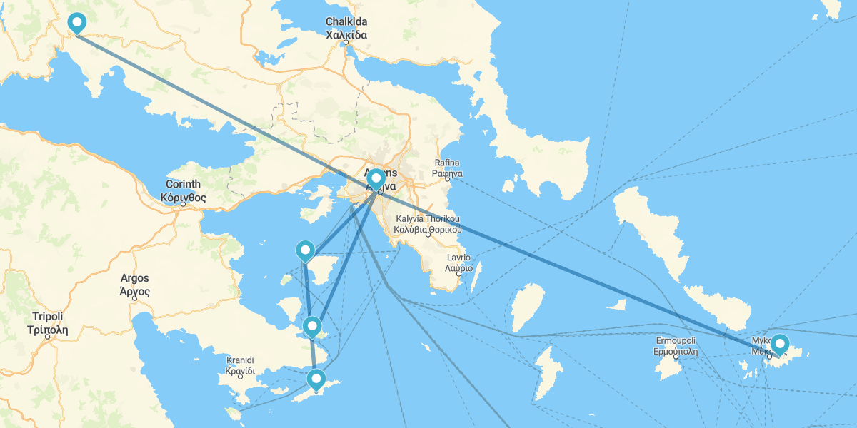 Atenas, Delfos, Crucero por las Islas Sarónicas y Mykonos