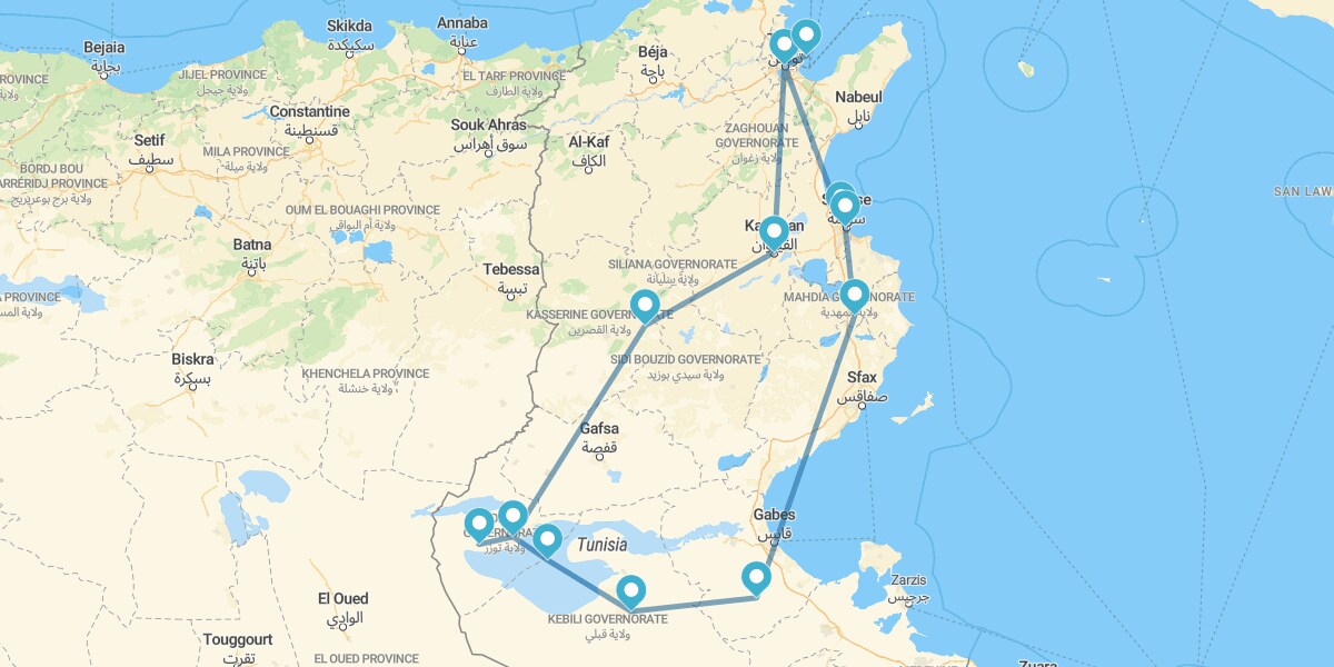 Túnez del Mediterráneo al desierto