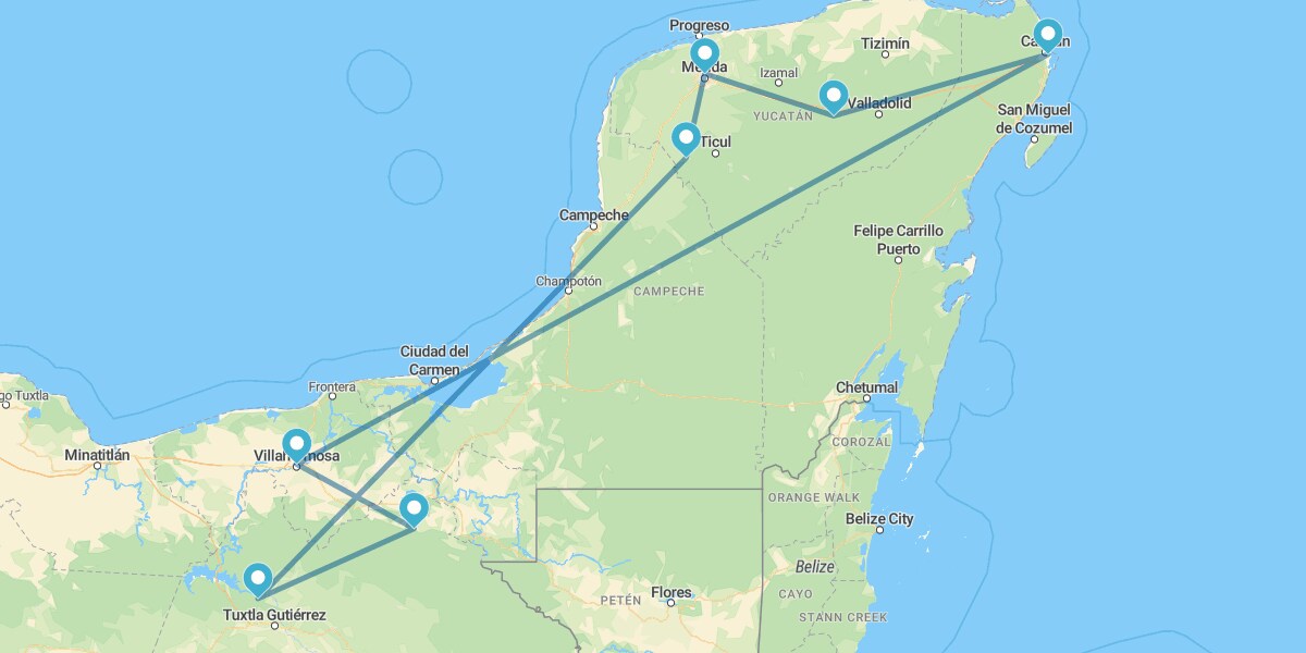 Cancún con Palenque, Campeche, Uxmal, Mérida y Chichen Itzá