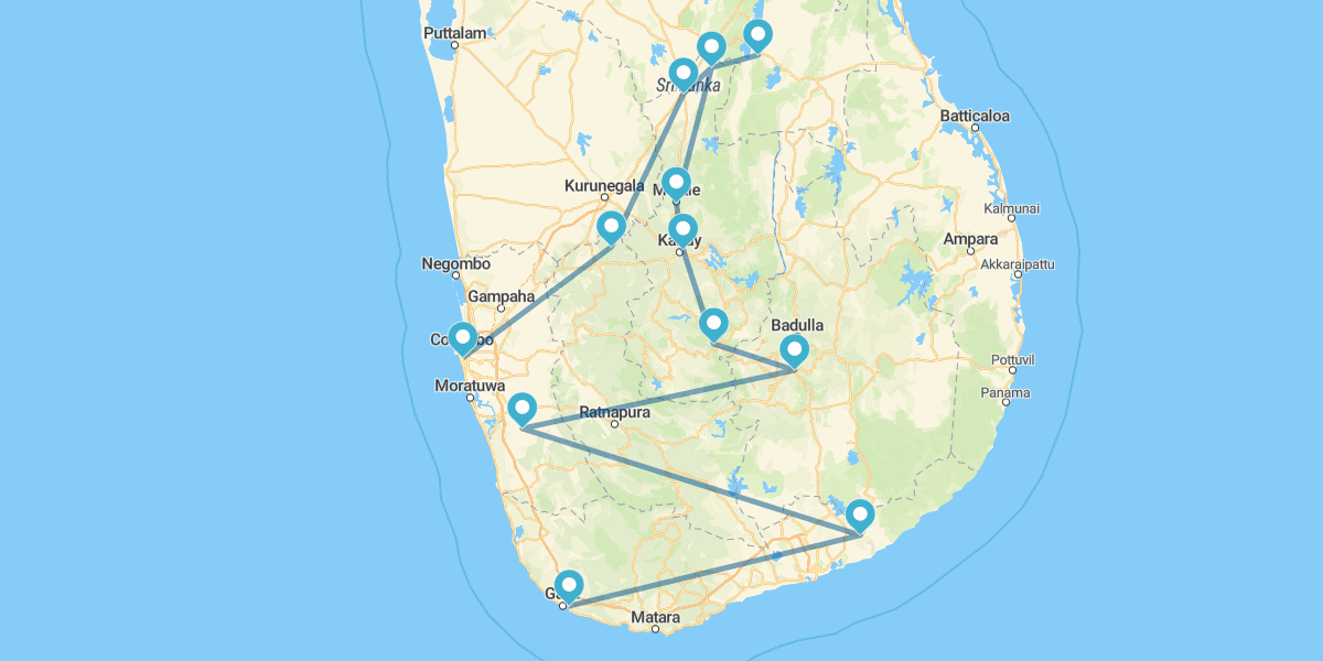 Colombo, Sigiriya, Kandy, Nuwara Eliya y Yala