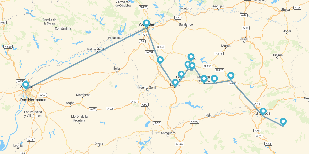 Ruta Subbética con grandes ciudades andaluzas y Sierra Nevada. Un viaje al interior