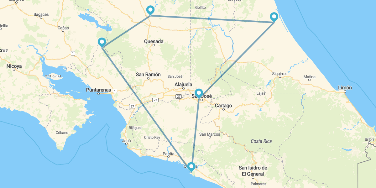 San José, Tortuguero, Arenal, Monteverde y Manuel Antonio