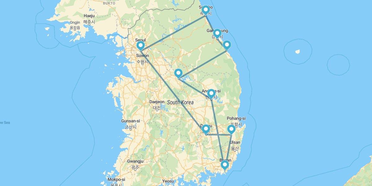 De Seúl a Busan, Chungju con templo budista, DMZ y Monte Seorak