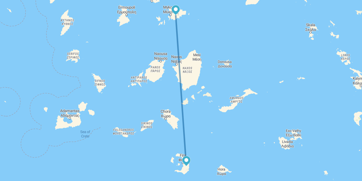 Mykonos y Santorini en avión y con coche de alquiler