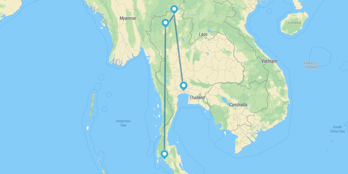 Bangkok, Chiang Rai, Chiang Mai y Krabi